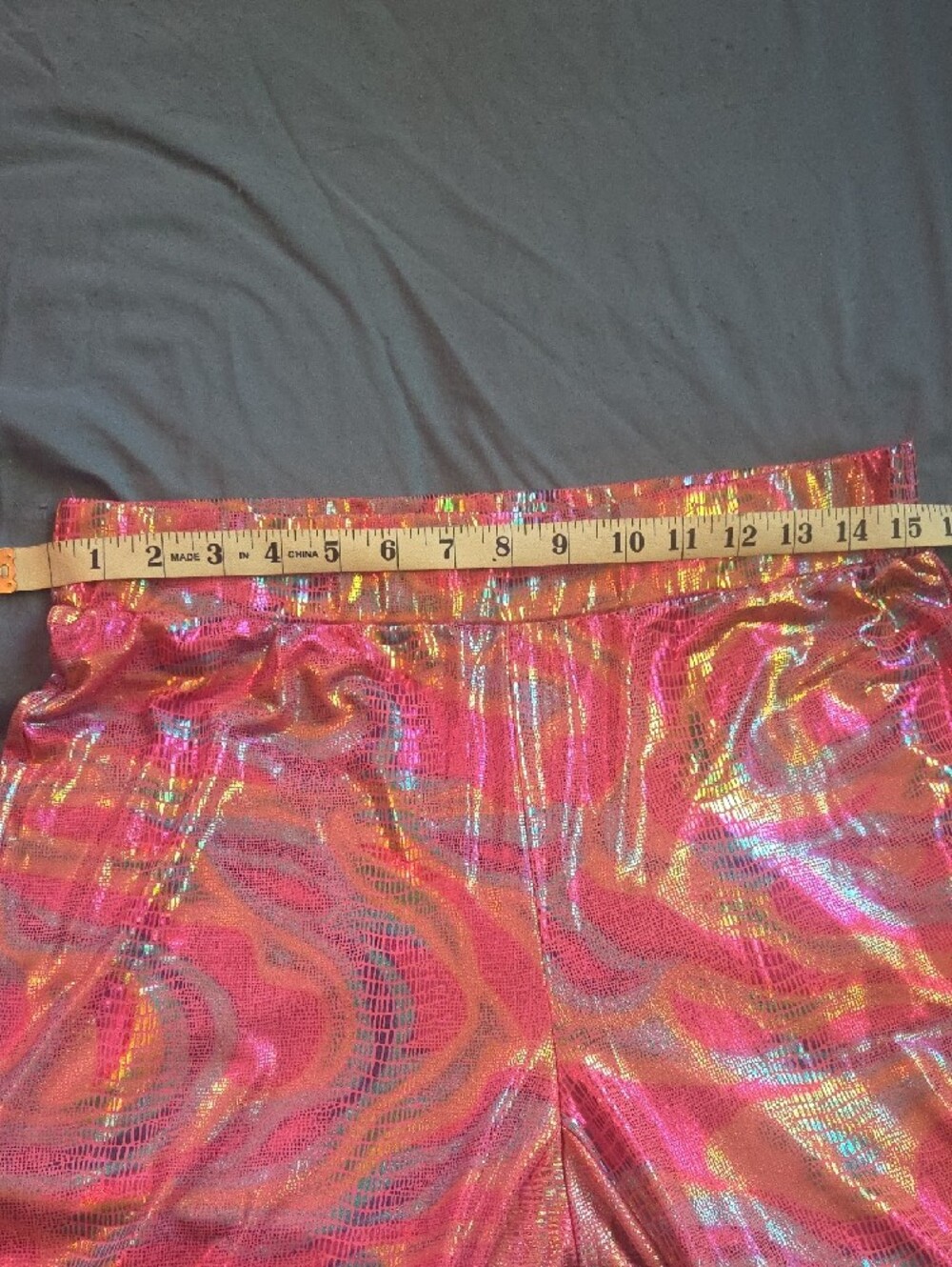 Women's Pink Holographic Bell-Bottom Disco Dance Pants - Picture 3 of 4